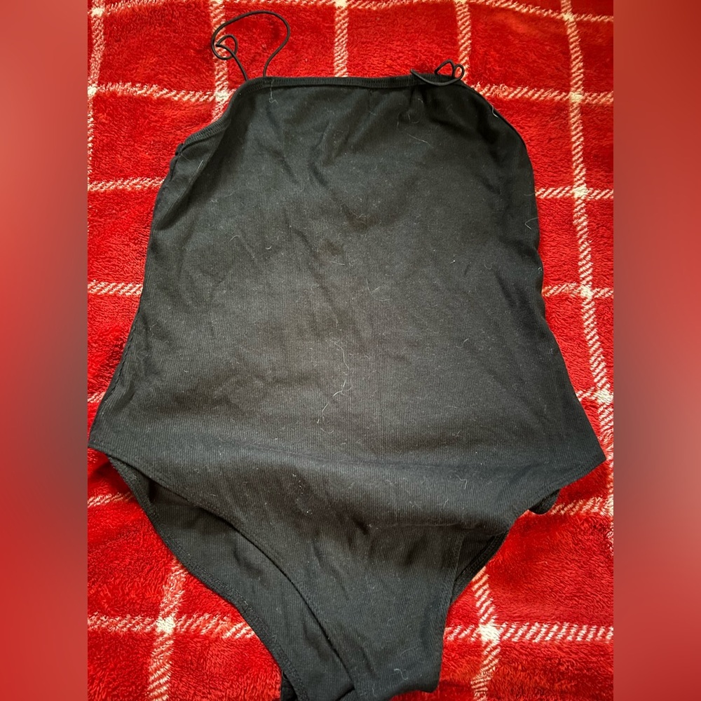Black spaghetti strap body suit